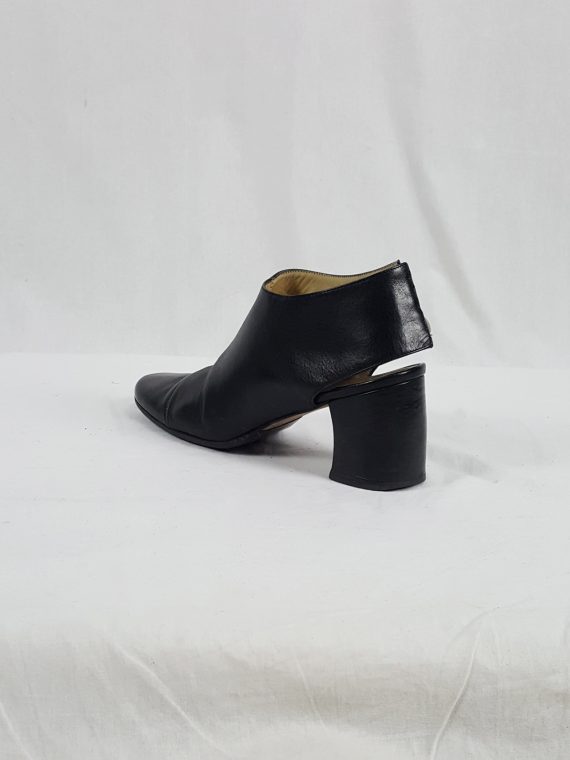 vaniitas vintage Ann Demeulemeester black pumps with cut out and banana heel 1990s102843