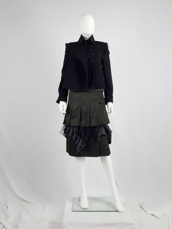 vaniitas vintage Comme des Garçons black pleated skirt with mesh and ruffle layers runway fall 2004 140602