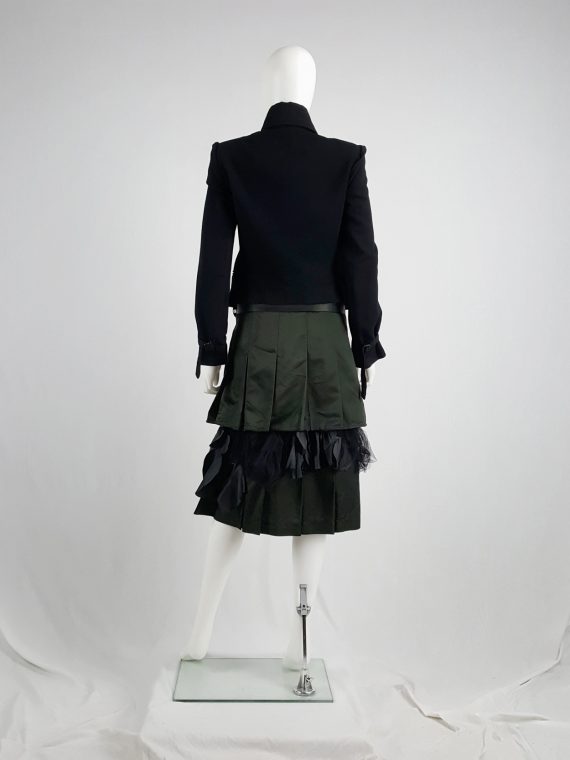vaniitas vintage Comme des Garçons black pleated skirt with mesh and ruffle layers runway fall 2004 140923(0)