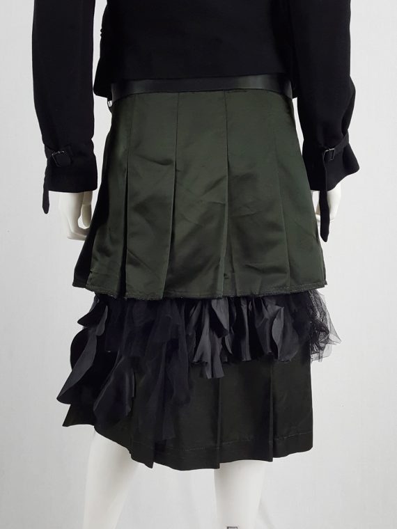 vaniitas vintage Comme des Garçons black pleated skirt with mesh and ruffle layers runway fall 2004 140951