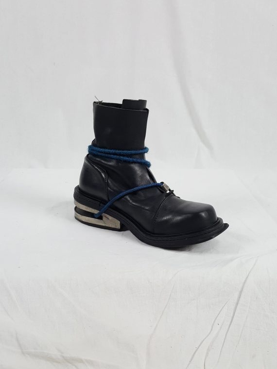 vaniitas vintage Dirk Bikkembergs black boots with blue mountaineering straps 1990S 1995 173347