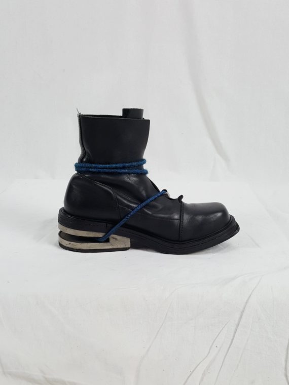 vaniitas vintage Dirk Bikkembergs black boots with blue mountaineering straps 1990S 1995 173404