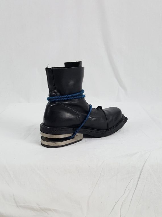 vaniitas vintage Dirk Bikkembergs black boots with blue mountaineering straps 1990S 1995 173421