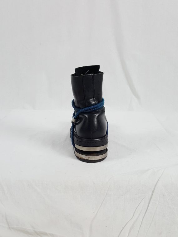 vaniitas vintage Dirk Bikkembergs black boots with blue mountaineering straps 1990S 1995 173437