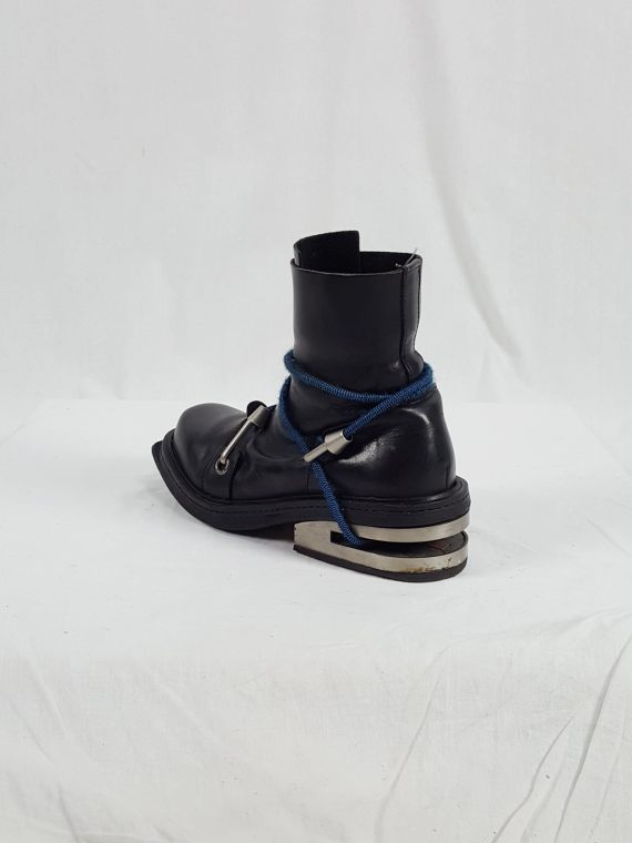 vaniitas vintage Dirk Bikkembergs black boots with blue mountaineering straps 1990S 1995 173449