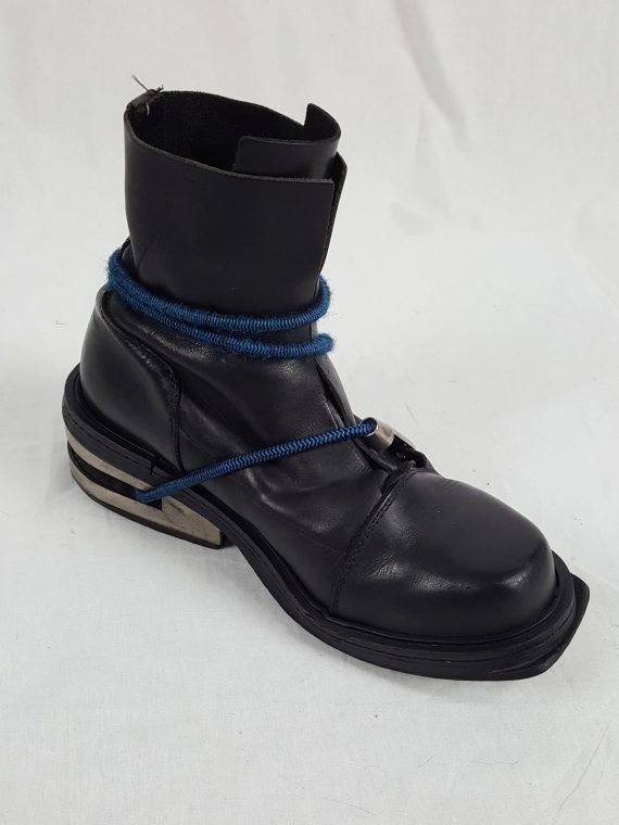 vaniitas vintage Dirk Bikkembergs black boots with blue mountaineering straps 1990S 1995 173517
