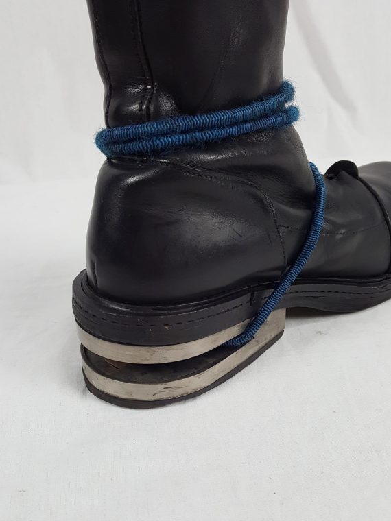 vaniitas vintage Dirk Bikkembergs black boots with blue mountaineering straps 1990S 1995 173524