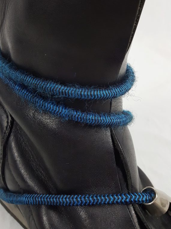 vaniitas vintage Dirk Bikkembergs black boots with blue mountaineering straps 1990S 1995 173541
