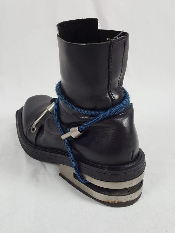 vaniitas vintage Dirk Bikkembergs black boots with blue mountaineering straps 1990S 1995 173553
