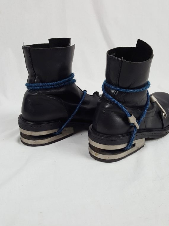 vaniitas vintage Dirk Bikkembergs black boots with blue mountaineering straps 1990S 1995 173644