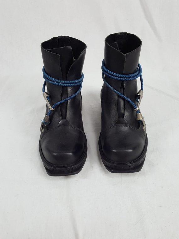 vaniitas vintage Dirk Bikkembergs black mountaineering boots with blue elastic 90s archive 1995194816