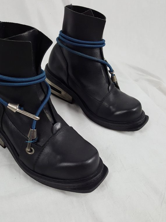 vaniitas vintage Dirk Bikkembergs black mountaineering boots with blue elastic 90s archive 1995194836