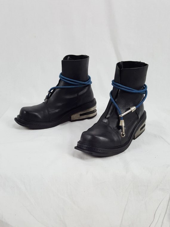 vaniitas vintage Dirk Bikkembergs black mountaineering boots with blue elastic 90s archive 1995195124