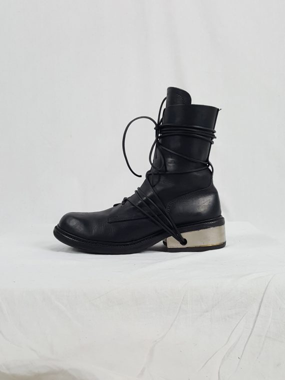 vaniitas vintage Dirk Bikkembergs black tall boots with laces through the metal heel 1990S 90S 174839