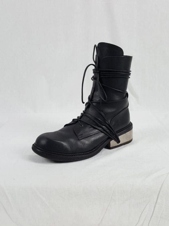vaniitas vintage Dirk Bikkembergs black tall boots with laces through the metal heel 1990S 90S 174918