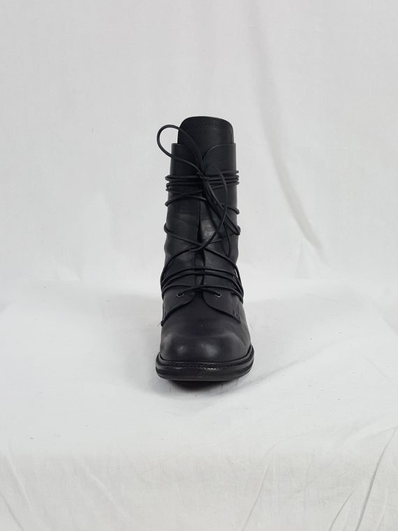 vaniitas vintage Dirk Bikkembergs black tall boots with laces through the metal heel 1990S 90S 174934