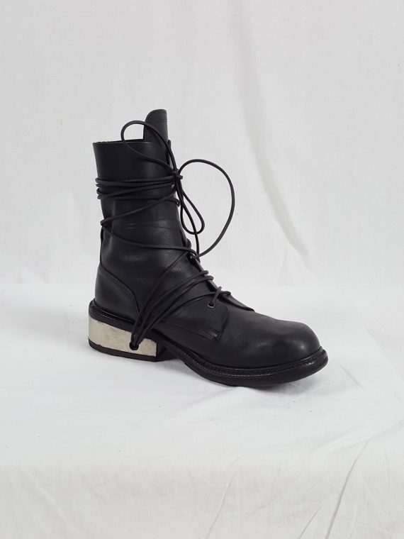 vaniitas vintage Dirk Bikkembergs black tall boots with laces through the metal heel 1990S 90S 174950