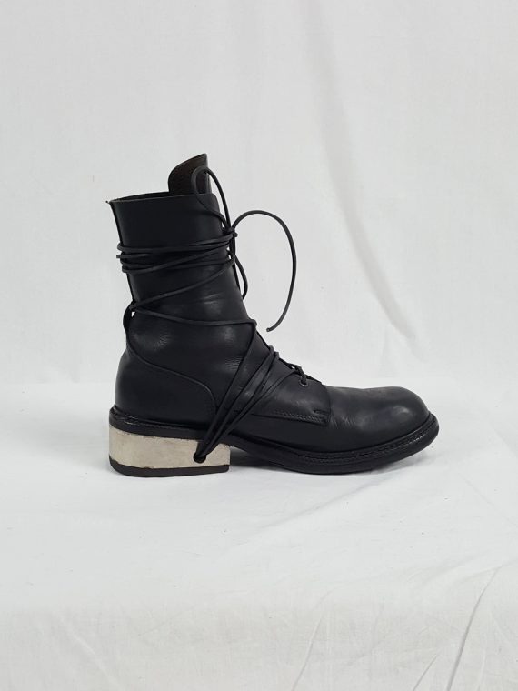 vaniitas vintage Dirk Bikkembergs black tall boots with laces through the metal heel 1990S 90S 175011