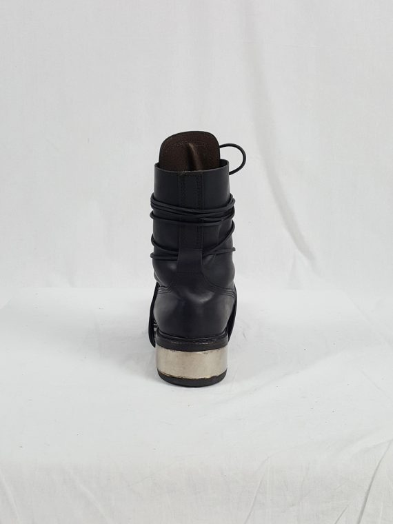 vaniitas vintage Dirk Bikkembergs black tall boots with laces through the metal heel 1990S 90S 175049
