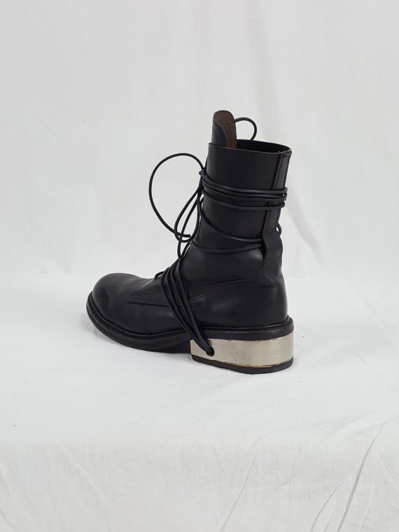 vaniitas vintage Dirk Bikkembergs black tall boots with laces through the metal heel 1990S 90S 175101