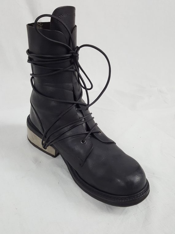 vaniitas vintage Dirk Bikkembergs black tall boots with laces through the metal heel 1990S 90S 175129