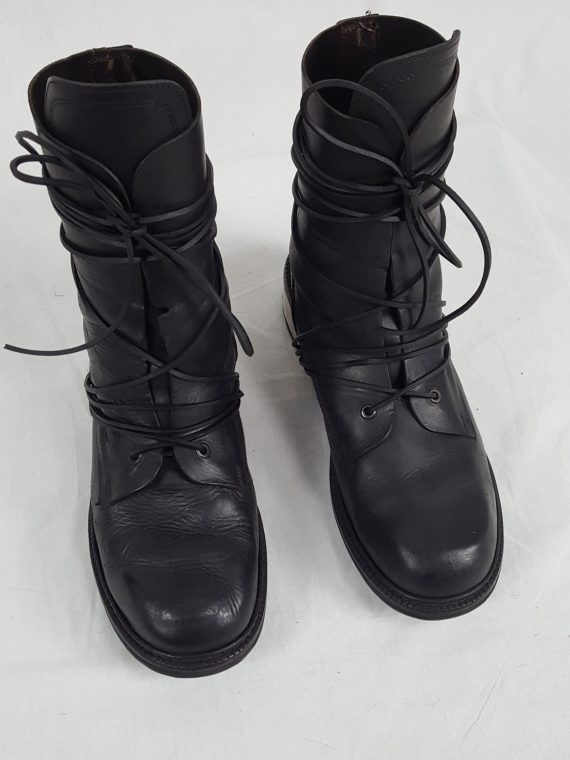 vaniitas vintage Dirk Bikkembergs black tall boots with laces through the metal heel 1990S 90S 175209(0)