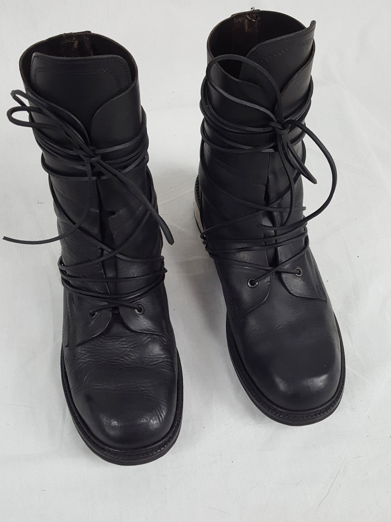 Dirk Bikkembergs black tall boots with laces through the metal heel (44 ...