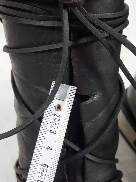 vaniitas vintage Dirk Bikkembergs black tall boots with laces through the metal heel 1990S 90S 175239