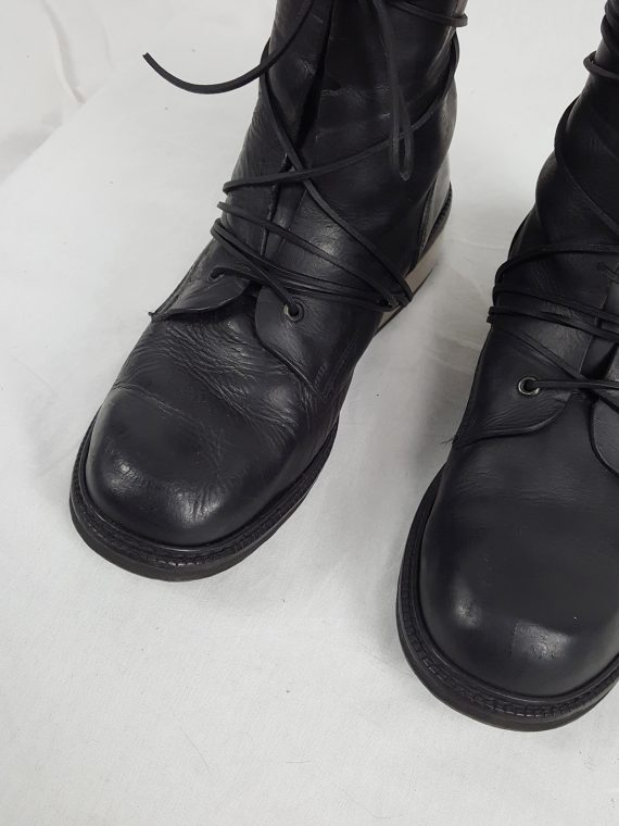vaniitas vintage Dirk Bikkembergs black tall boots with laces through the metal heel 1990S 90S 175303