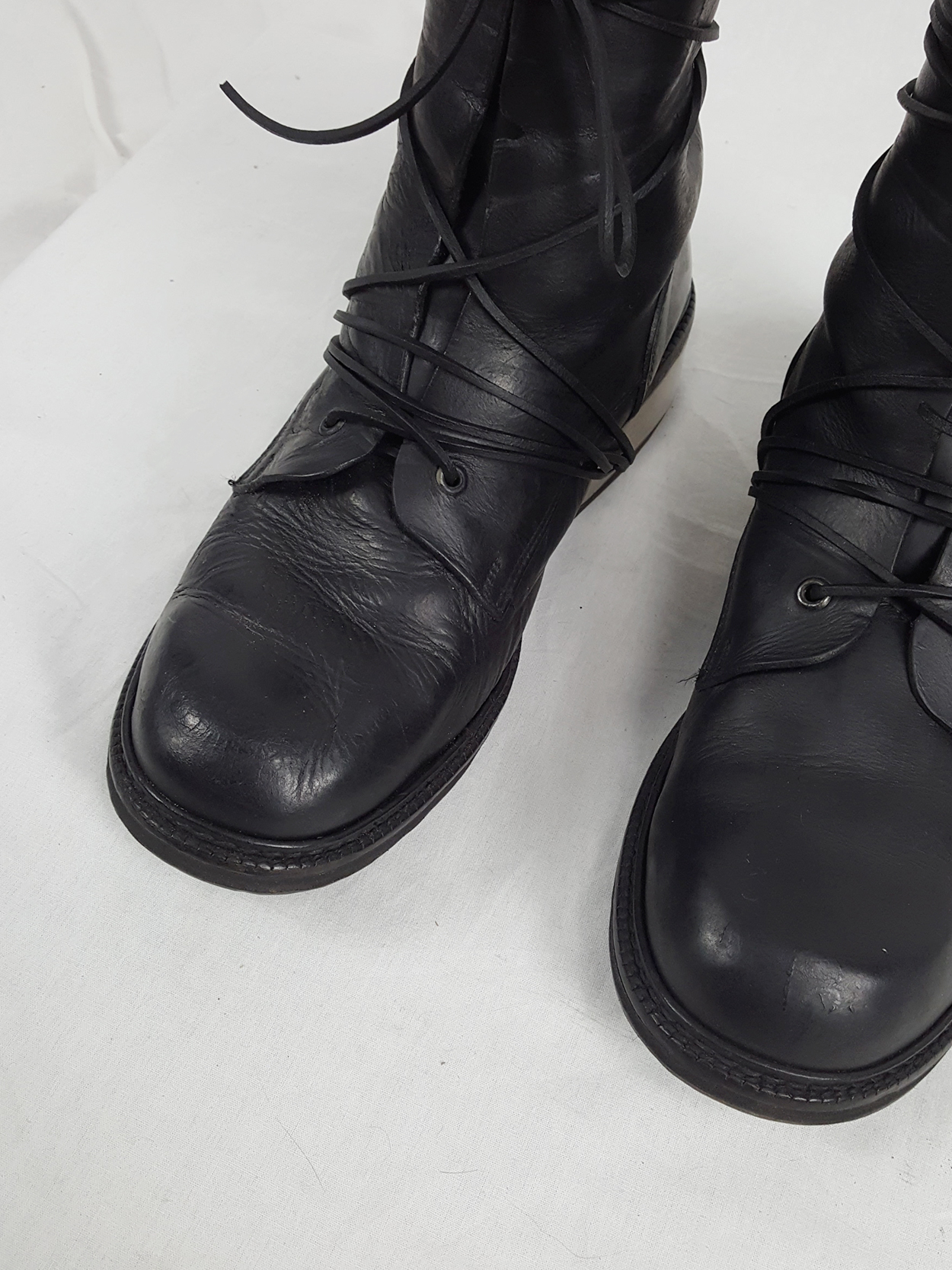Dirk Bikkembergs black tall boots with laces through the metal heel (44 ...