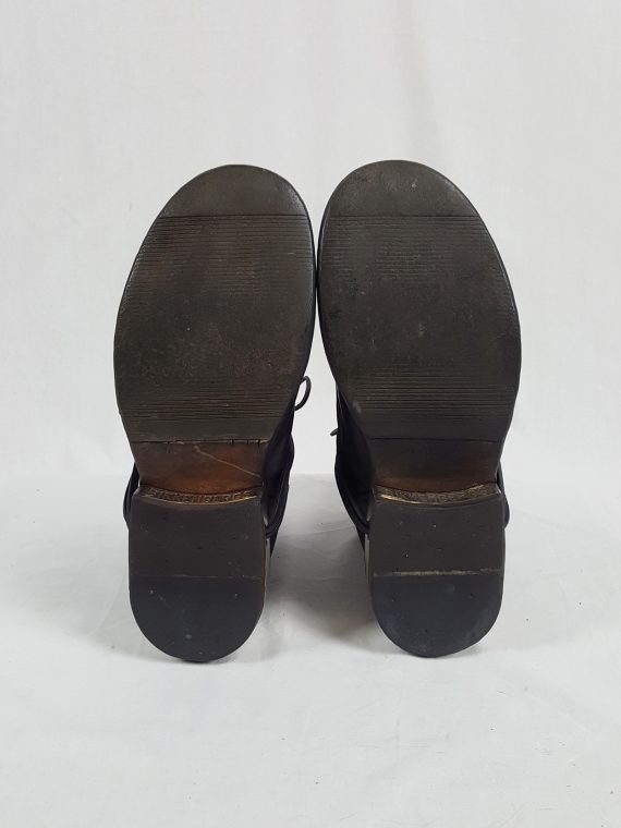 vaniitas vintage Dirk Bikkembergs black tall boots with laces through the metal heel 1990S 90S 175324
