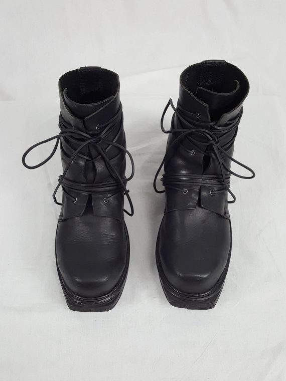 vaniitas vintage Dirk Bikkembergs black tall boots with laces through the soles 1990s archive104603