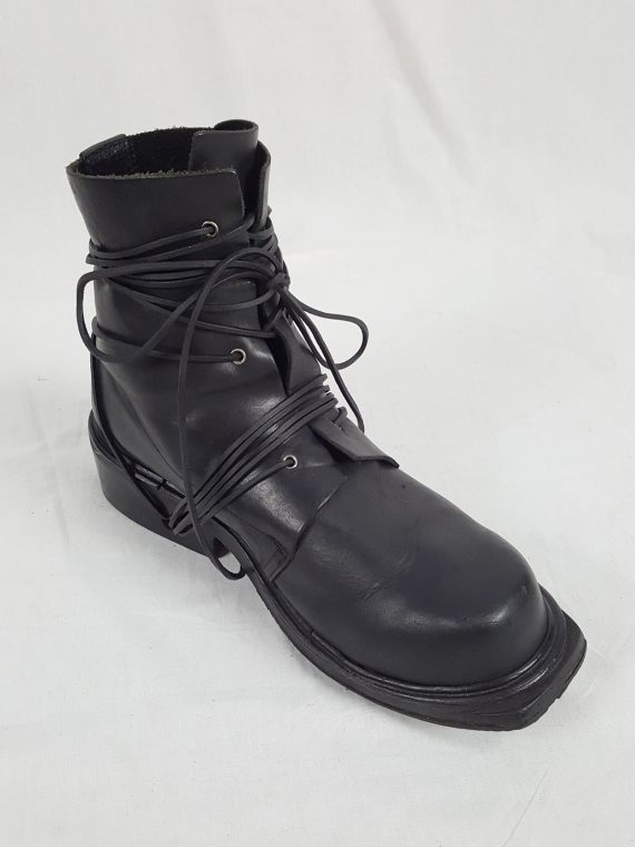 vaniitas vintage Dirk Bikkembergs black tall boots with laces through the soles 1990s archive104834