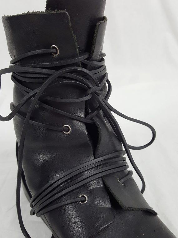 vaniitas vintage Dirk Bikkembergs black tall boots with laces through the soles 1990s archive104856