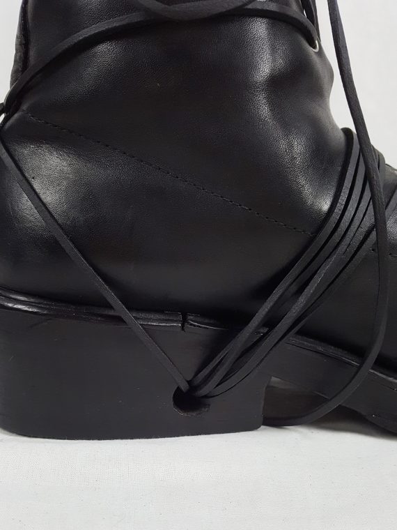 vaniitas vintage Dirk Bikkembergs black tall boots with laces through the soles 1990s archive104940
