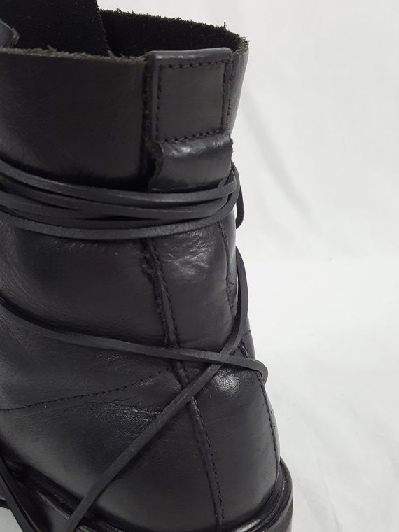 vaniitas vintage Dirk Bikkembergs black tall boots with laces through the soles 1990s archive104951