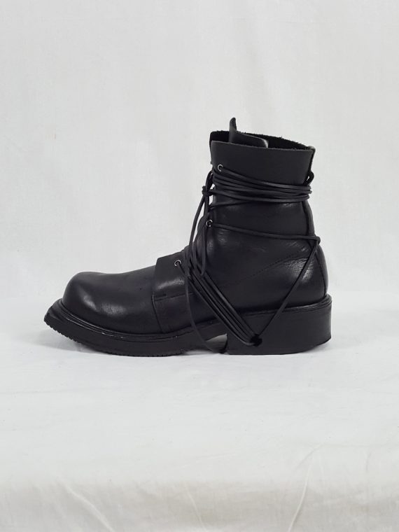 vaniitas vintage Dirk Bikkembergs black tall boots with laces through the soles 1990s archive105257