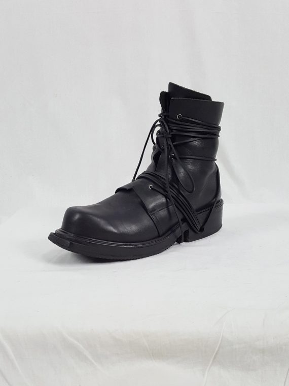 vaniitas vintage Dirk Bikkembergs black tall boots with laces through the soles 1990s archive105313