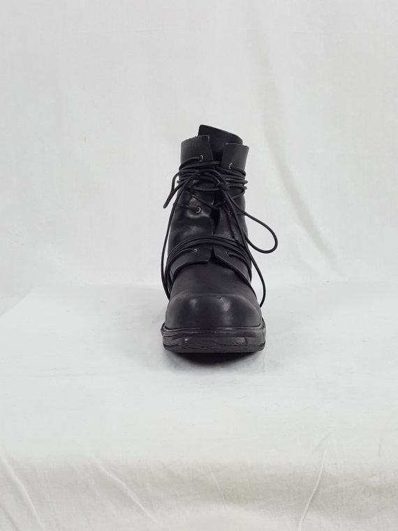 vaniitas vintage Dirk Bikkembergs black tall boots with laces through the soles 1990s archive105330