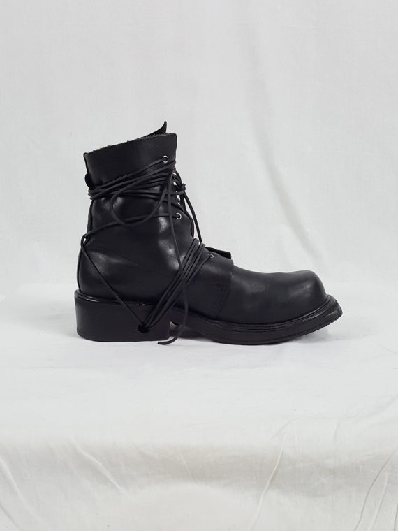 vaniitas vintage Dirk Bikkembergs black tall boots with laces through the soles 1990s archive105356
