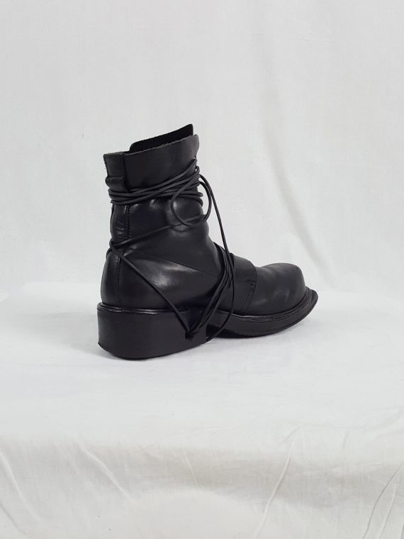 vaniitas vintage Dirk Bikkembergs black tall boots with laces through the soles 1990s archive105412