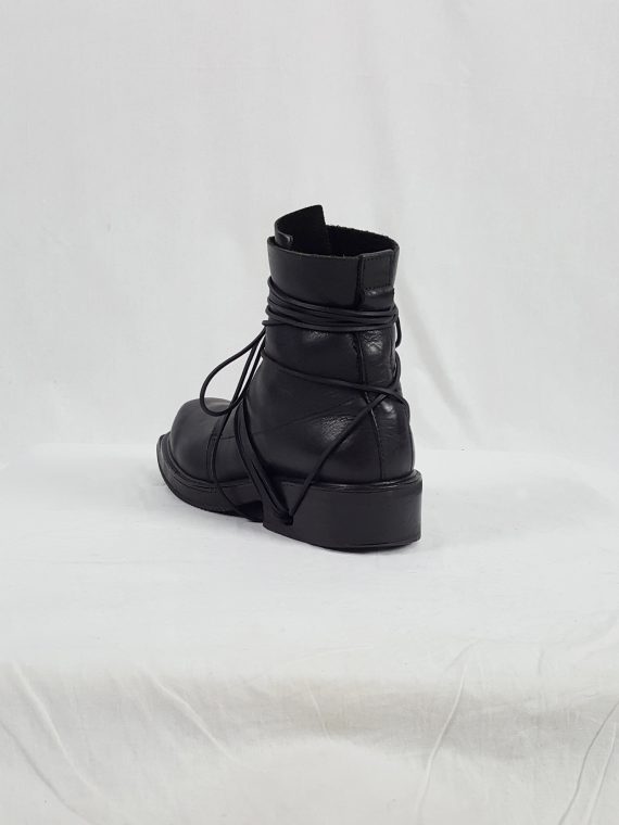 vaniitas vintage Dirk Bikkembergs black tall boots with laces through the soles 1990s archive105445