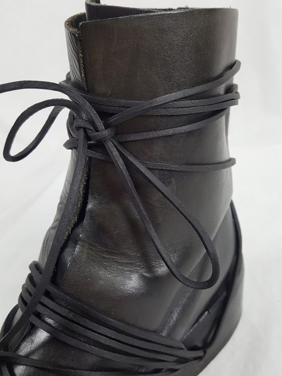 vaniitas vintage Dirk Bikkembergs black tall boots with laces through the soles 90s archive 103731