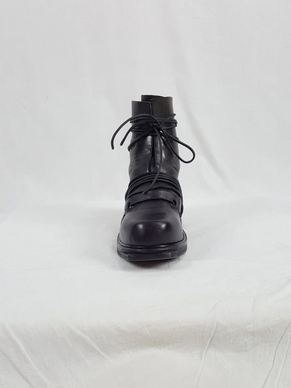 vaniitas vintage Dirk Bikkembergs black tall boots with laces through the soles 90s archive 104016