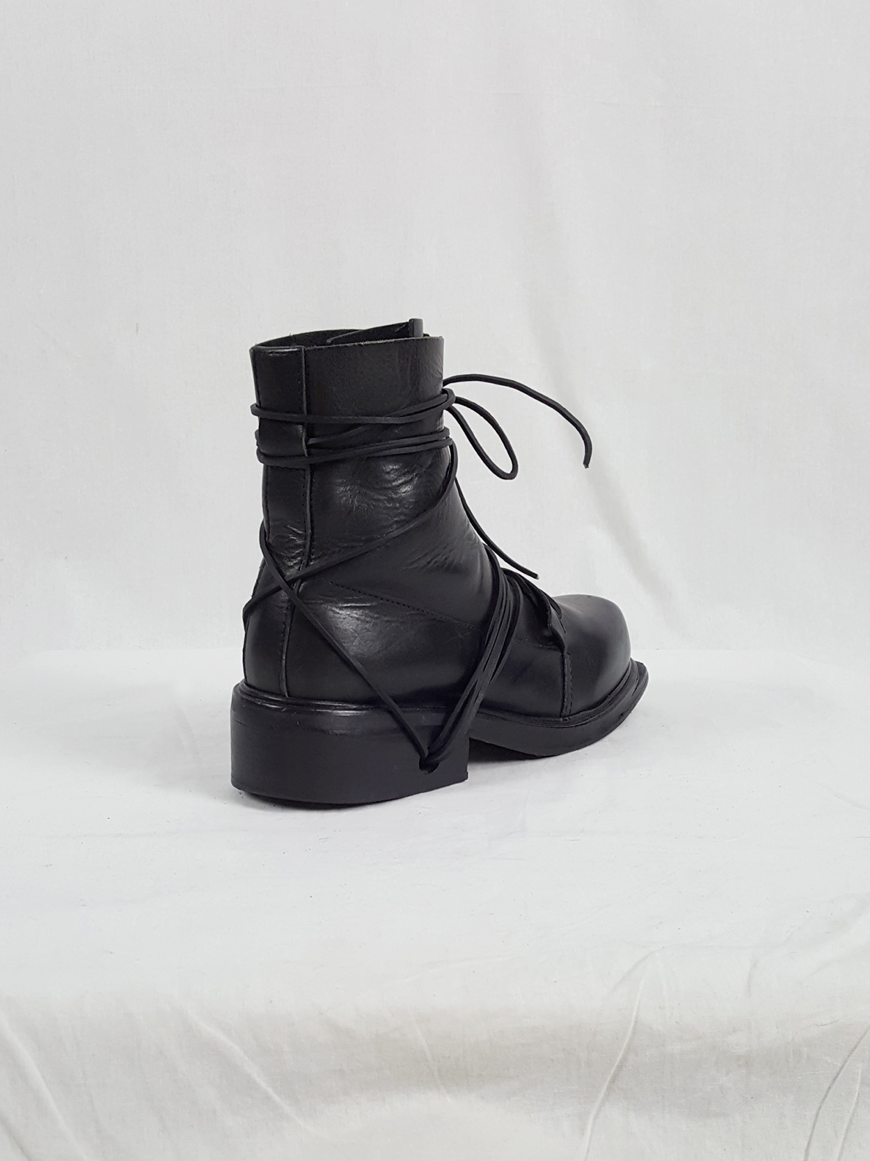 Dirk Bikkembergs black tall boots with laces through the soles (43 ...