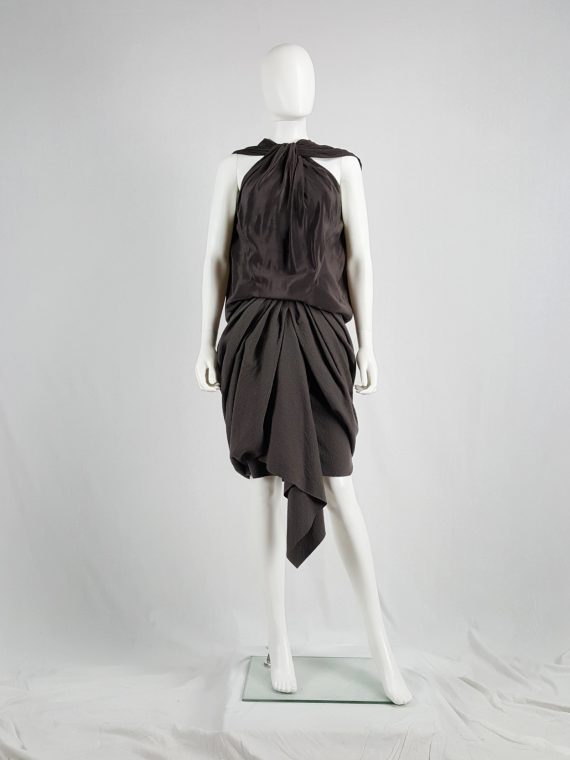 vaniitas vintage Haider Ackermann brown sleeveless draped top runway spring 2010 110928