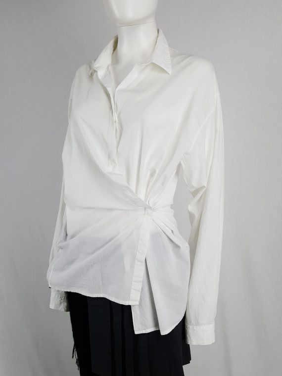 vaniitas vintage Haider Ackermann white oversized shirt with side drape 123145
