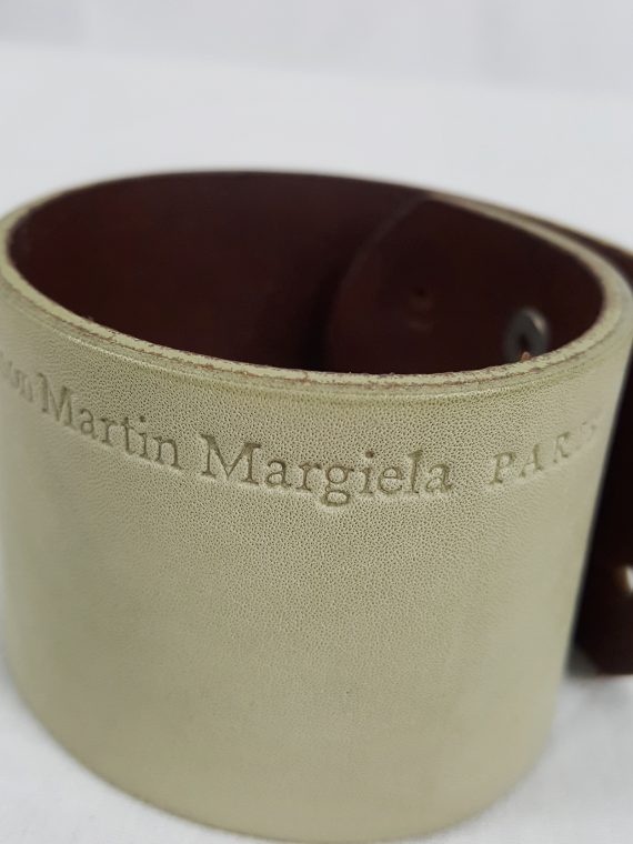vaniitas vintage Maison Martin Margiela white leather bracelet with embossed logo spring 2009 112701