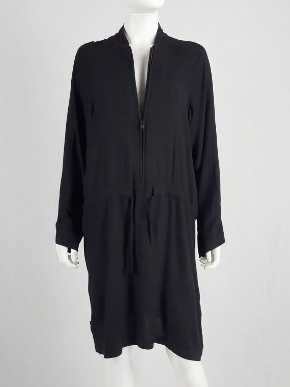 vintage Ann Demeulemeester black bomber-style dress 134956