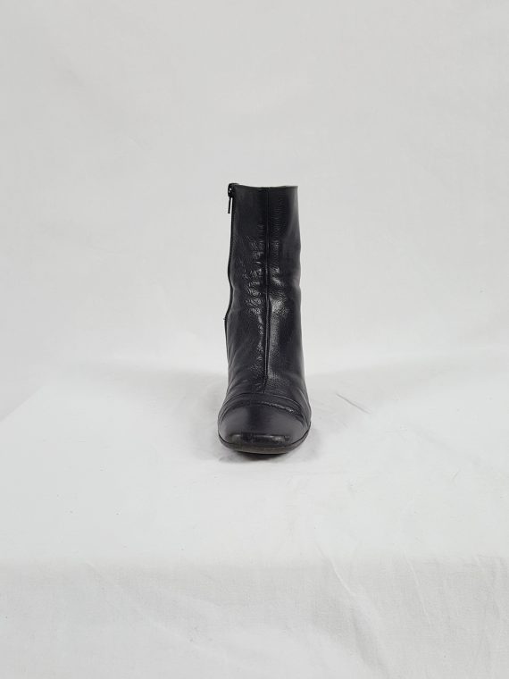 Vaniitas Ann Demeulemeester black ankle boots with banana heel 1990S 122220